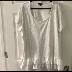 Lane Bryant Off-White Ruffle Bottom Top